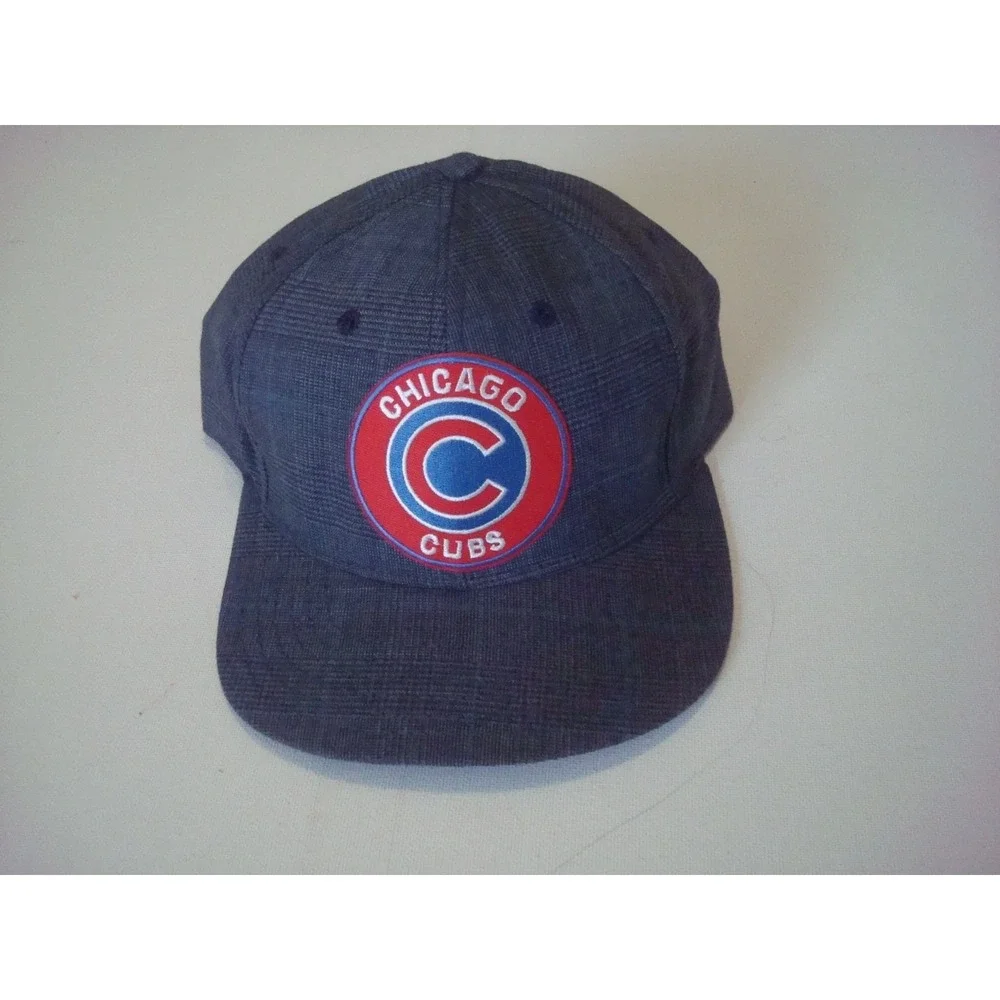 CHICAGO CUBS PLAID USA MADE 90S   SNAPBACK  BEACH 00S Y2K  HAT CAP VINTAGE  S2